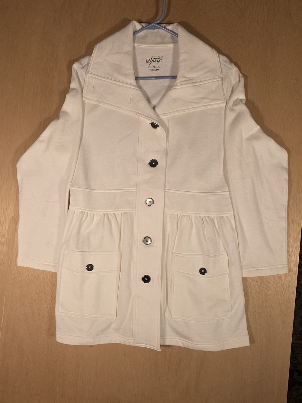 Soft Cream Button-Front Pea Coat by Sporto
